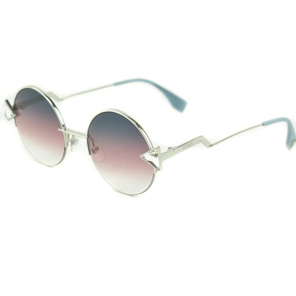 Fendi Accessories - FENDI Silver/Blue Crystals Logo Sunglasses (nn)